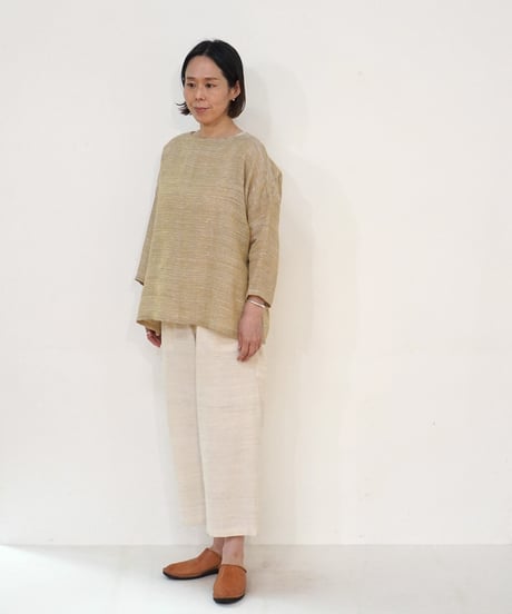 パンツ シンプルショート タッサーギッチャー 白生成り 6860tgW