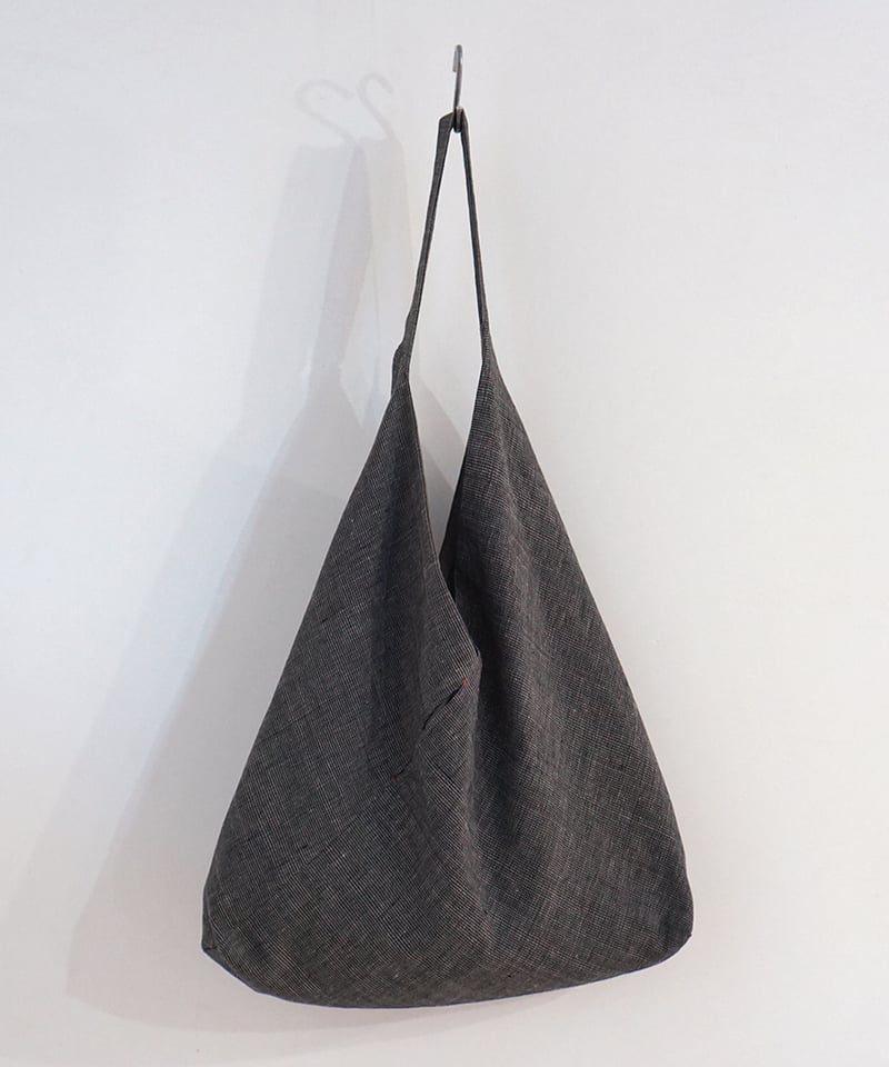 肩掛けあずま袋 綿麻タビー 黒グレー 8017B | MAKI TEXTILE STUDIO