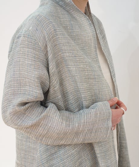 ジャケット シンプルlong 麻タビー ライトブルー 6697llgLBl
