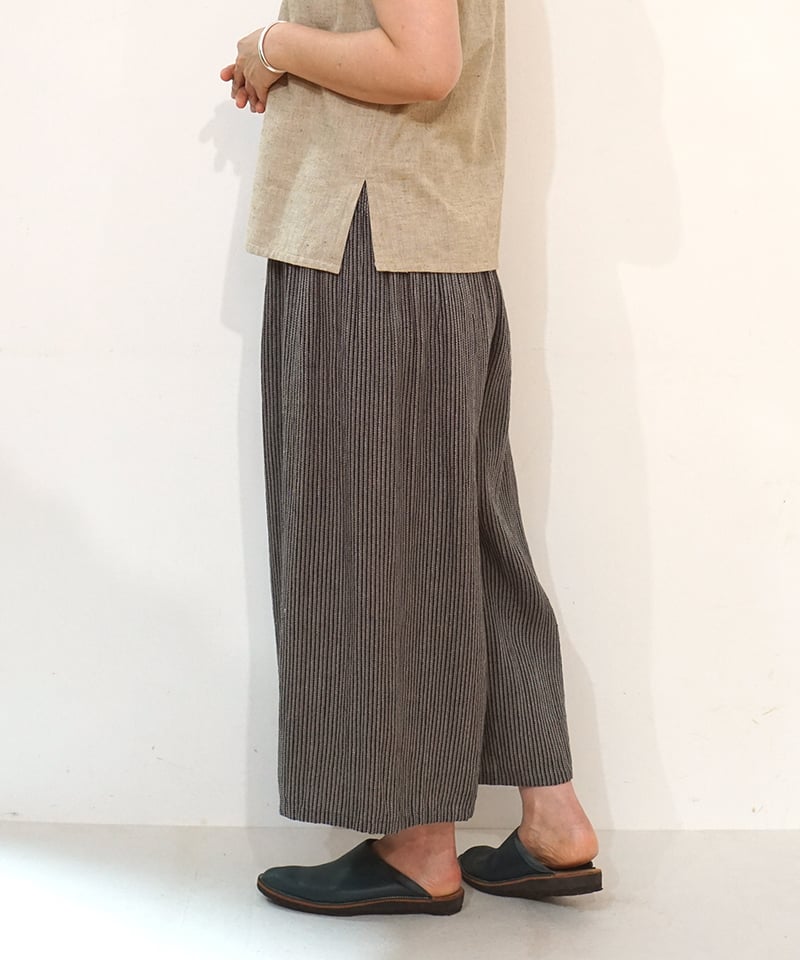 kotiパンツ ポケット付き 麻シルク グレーストライプ 6874lGst kotiパンツ ポケット付き 麻シルク グレーストライプ 6874lGst