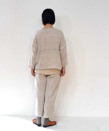 パンツ シンプルショート wool ヘリンボーン 白ベージュ 6860WGhb