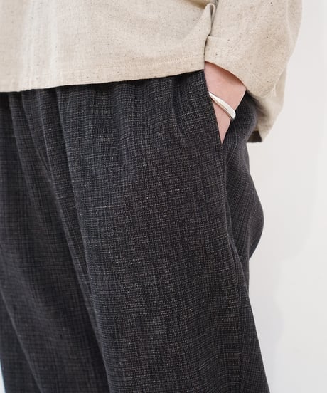 パンツ シンプルショート 麻綿タビー チャコール 6860lcB