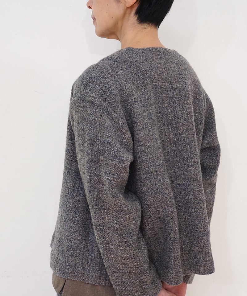 ジャケット ノーカラーshort ヒマラヤウール グレーブルー 6619MWtBl