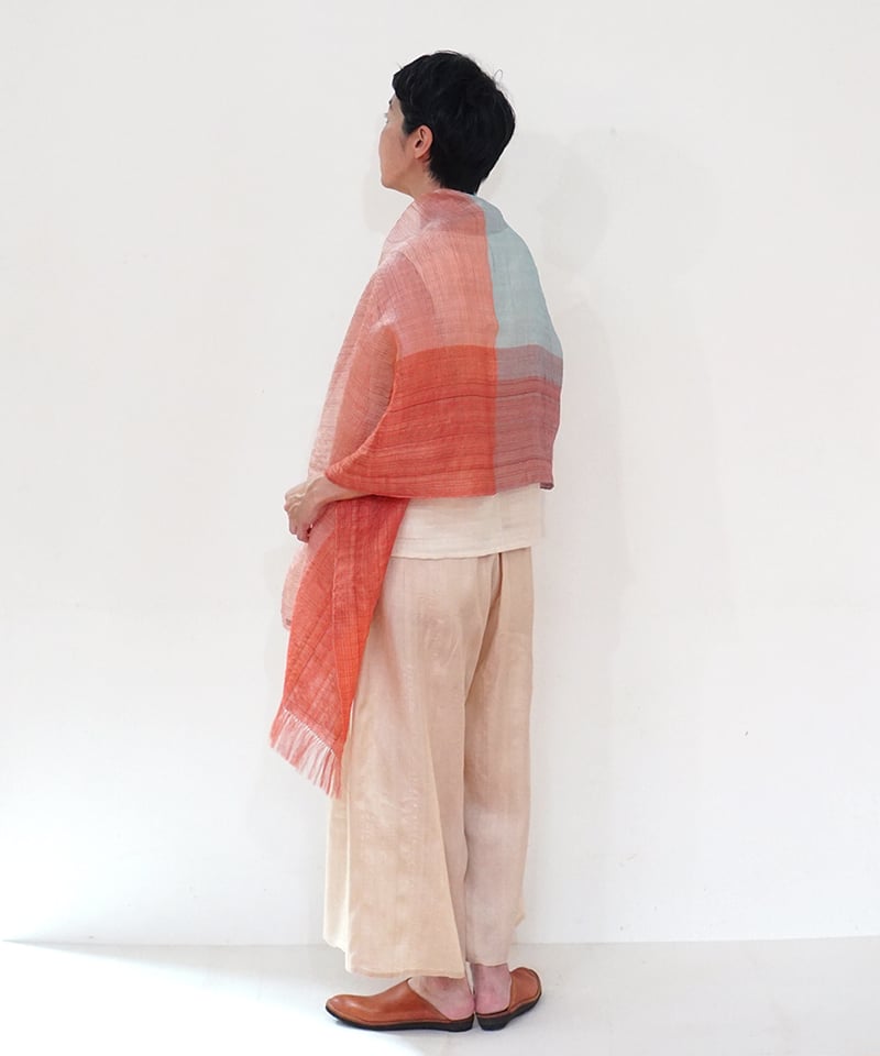 ストール 綾大格子 color 1352O | MAKI TEXTILE STUDIO on