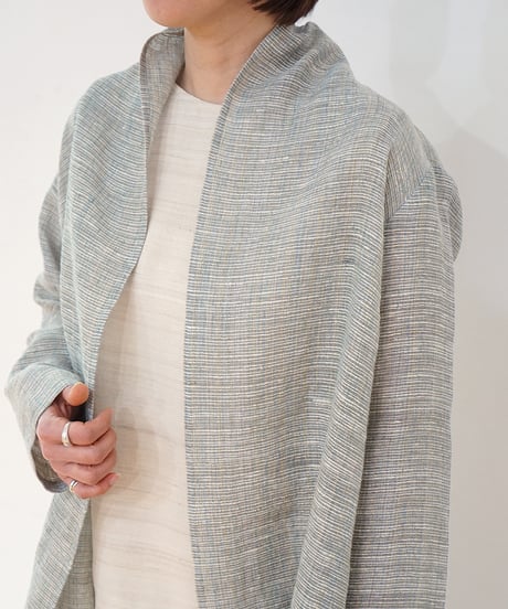 ジャケット シンプルlong 麻タビー ライトブルー 6697llgLBl