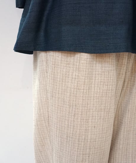 パンツ シンプルショート 麻綿タビー 白生成り 6860lcW