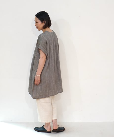 kotiチュニック 麻シルク グレー 6976lG