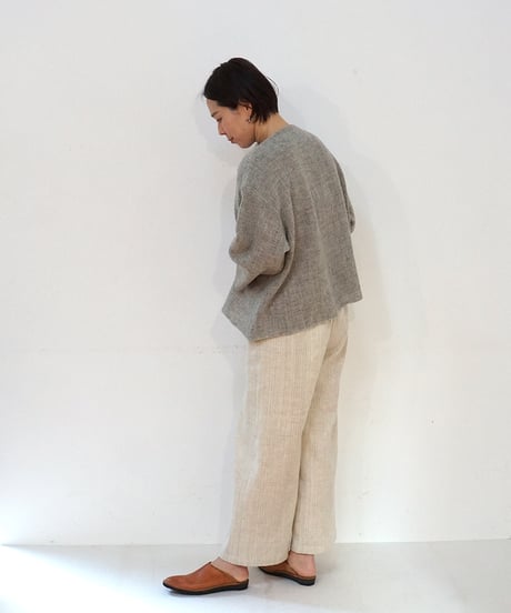 パンツ ソフトフレア 麻綿タビー 白生成り 6851lcW