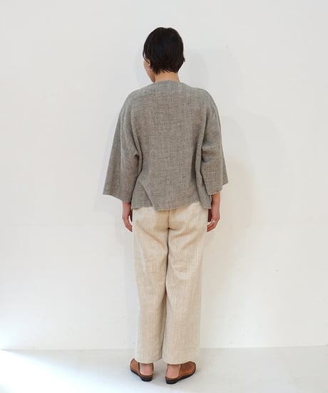 パンツ ソフトフレア 麻綿タビー 白生成り 6851lcW