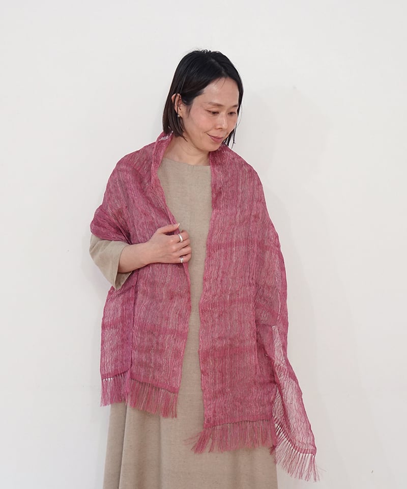 ストール ゆらぎ空羽 ずり出し ピンク 1211P | MAKI TEXTILE STUDI