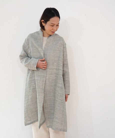 ジャケット シンプルlong 麻タビー ライトブルー 6697llgLBl