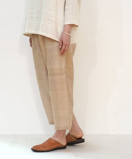 パンツ シンプルショート タッサーシルク 生成り 6860t
