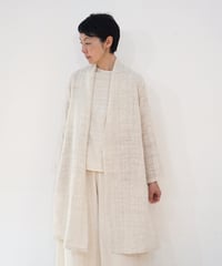 ジャケット シンプルlong 麻タビー 白 6697llgW