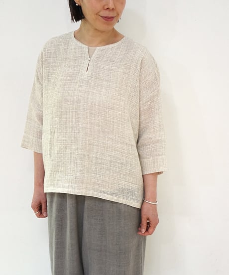 ブラウス マチ 麻タビー 白 6124llgW