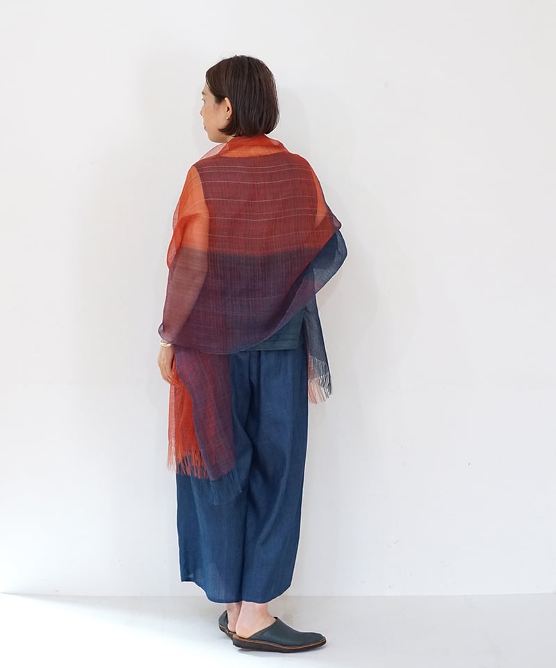 ストール 薄羽グラデーション 藍&茜 1236IR | MAKI TEXTILE STUDI