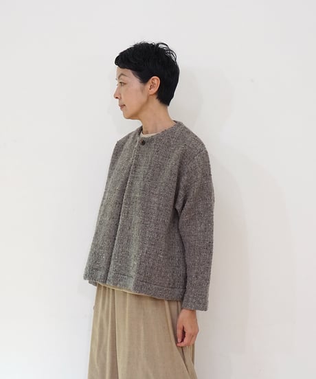 【真木テキスタイル】ジャケット ノーカラーshort カルパ グレー 真木テキスタイル】ジャケット ノーカラーshort カルパ グレー ノー