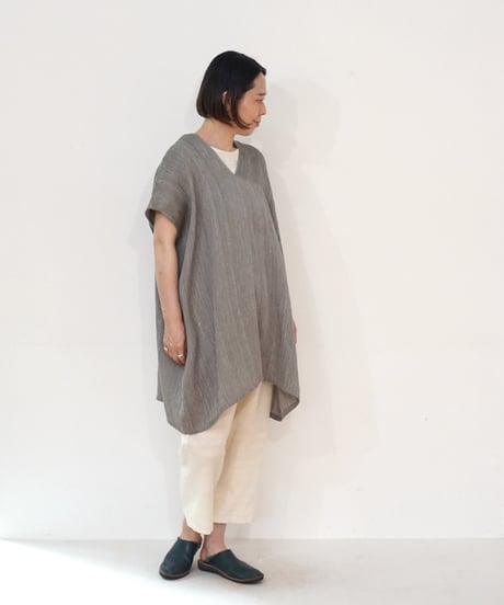 kotiチュニック 麻シルク グレー 6976lG