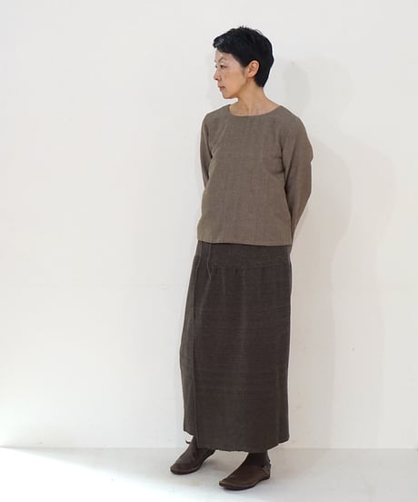 台形腰巻き ウール&タッサーシルクナーシ チャコール 5503C