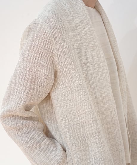 ジャケット シンプルlong 麻タビー 白 6697llgW