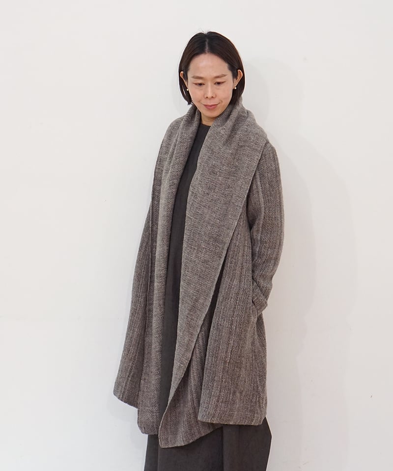 フードコート long 綾織り ヒマラヤウール グレー 6760Gt | MAKI TEXTI