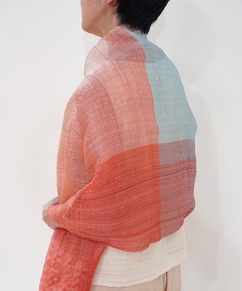 ストール 綾大格子 color 1352O | MAKI TEXTILE STUDIO on