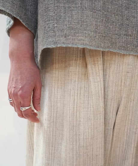 パンツ すそタック 麻綿タビー 白生成り 6865lcW