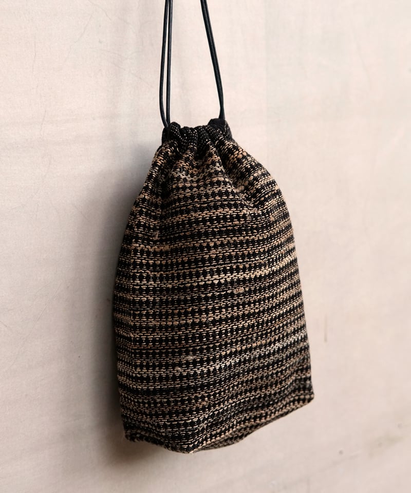 ㉓&㉔　MAY様両面巾着 巾着 小布綴り long 黒 5柄 8008B | MAKI TEXTILE STUDIO