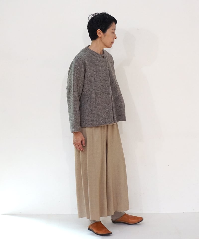 ジャケット ノーカラーshort カルパ グレー 6619KaG | MAKI TEXTILE