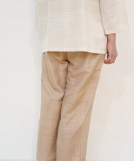 パンツ シンプルショート タッサーシルク 生成り 6860t