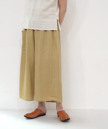 kotiパンツ ポケット付き 麻シルク 黄色 6874lY