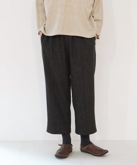 パンツ シンプルショート 麻綿タビー チャコール 6860lcB