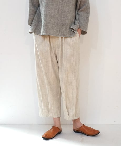 パンツ すそタック 麻綿タビー 白生成り 6865lcW