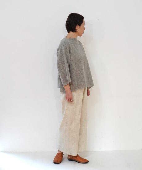 パンツ ソフトフレア 麻綿タビー 白生成り 6851lcW