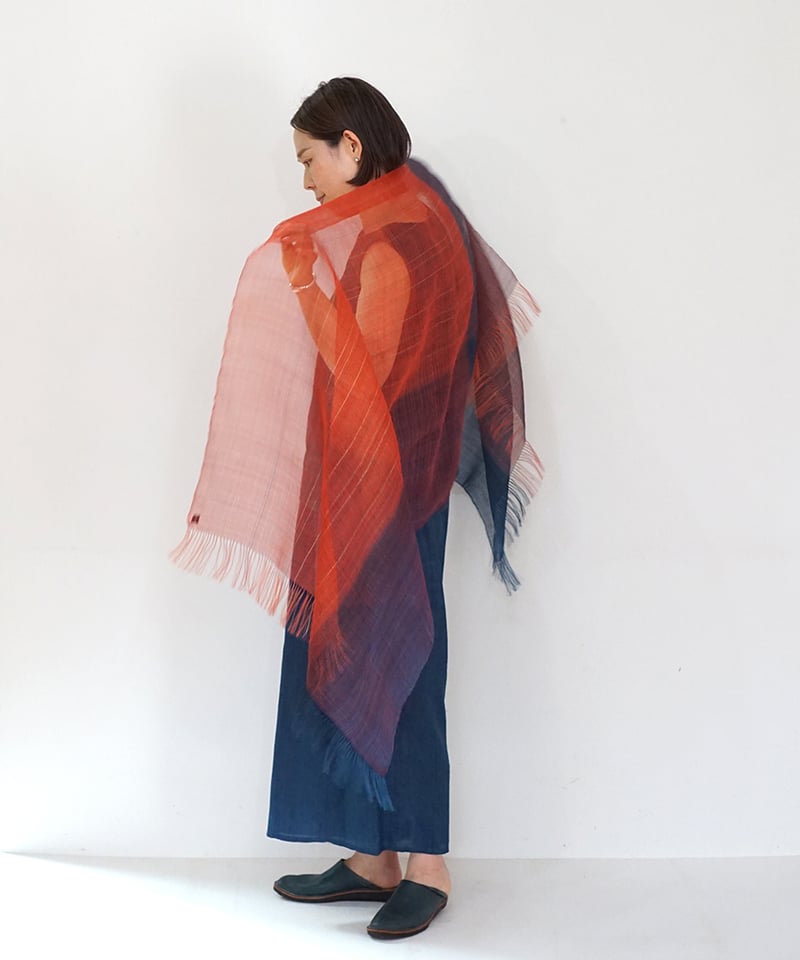 ストール 薄羽グラデーション 藍&茜 1236IR | MAKI TEXTILE STUDI