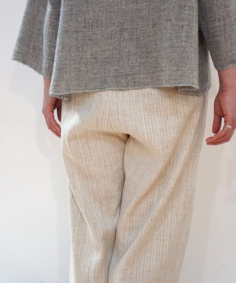 パンツ すそタック 麻綿タビー 白生成り 6865lcW