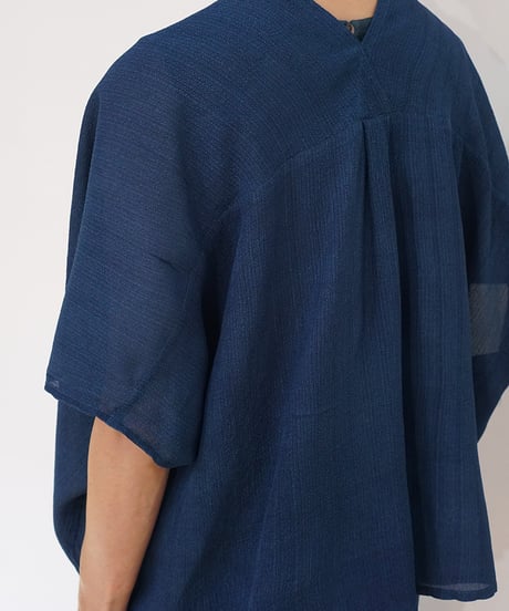ショルダーベスト シルクオルガンザ shrink 藍鼠 6575smvIG