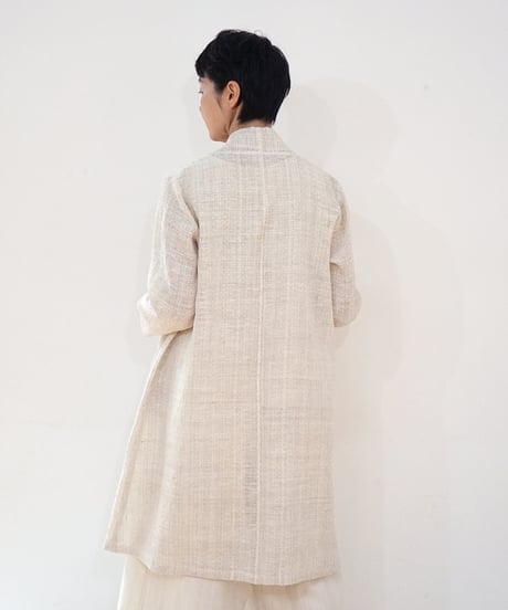 ジャケット シンプルlong 麻タビー 白 6697llgW