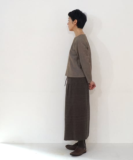 台形腰巻き ウール&タッサーシルクナーシ チャコール 5503C