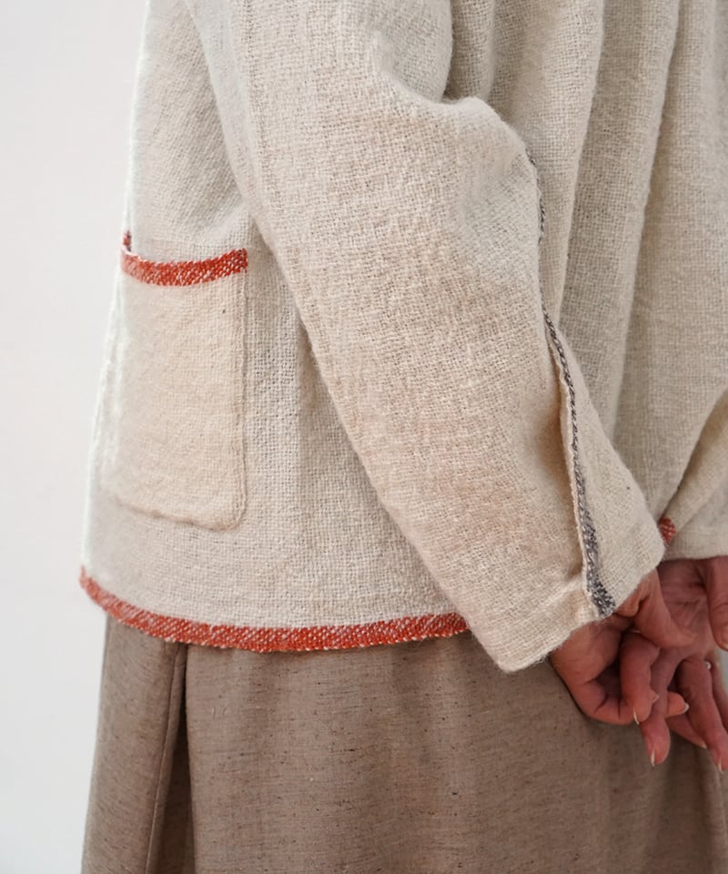 kotiボレロ ヒマラヤウール pocket 白生成り 6610W | MAKI TEXTIL