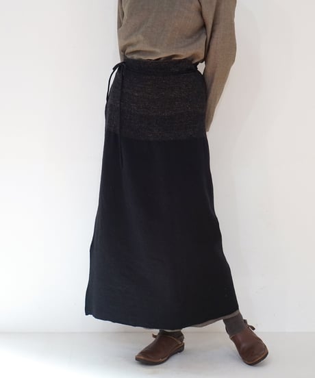 台形腰巻き ウール&タッサーシルクナーシ 黒 5503B