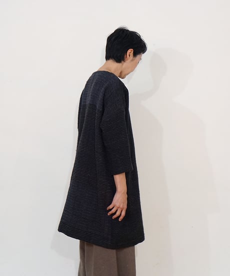 ブラウス プルオーバーlong パストラル カルバ ブルー&ブラック 6545PawBl