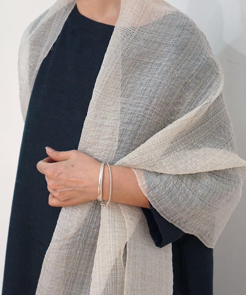 ストール ランダム縞ムガ芭蕉 1234Wi | MAKI TEXTILE STUDIO on