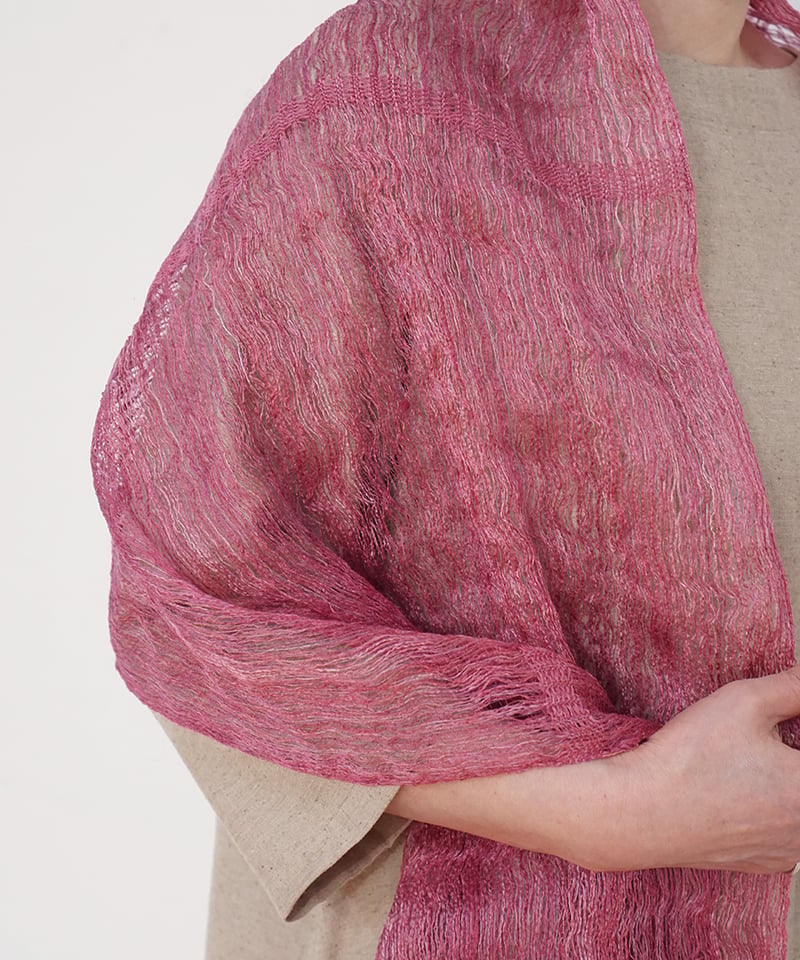ストール ゆらぎ空羽 ずり出し ピンク 1211P | MAKI TEXTILE STUDI