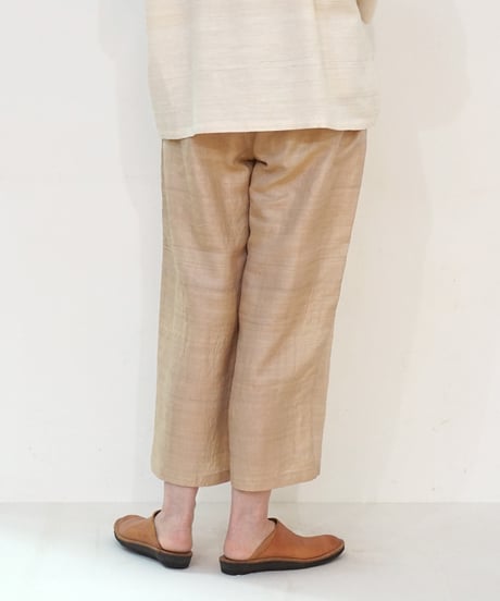 パンツ シンプルショート タッサーシルク 生成り 6860t