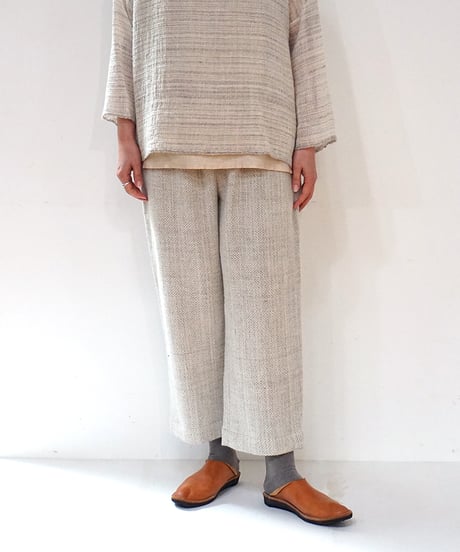 パンツ シンプルショート wool ヘリンボーン 白ベージュ 6860WGhb