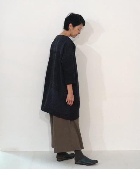 ブラウス プルオーバーlong パストラル カルバ ブルー&ブラック 6545PawBl