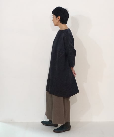 ブラウス プルオーバーlong パストラル カルバ ブルー&ブラック 6545PawBl