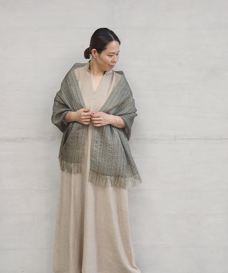 真木テキスタイル 藍染タッサーシルク ストール 真木テキスタイル 藍染