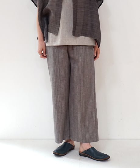 パンツ ソフトフレア 麻綿タビー グレー 6851lcG