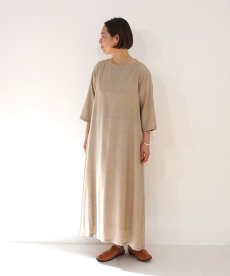 ワンピース クルタ ボートネックlong タッサーナーシ 生成り 6982tt